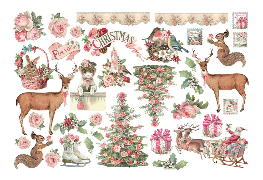 Stamperia Ephemera  - Pink Christmas