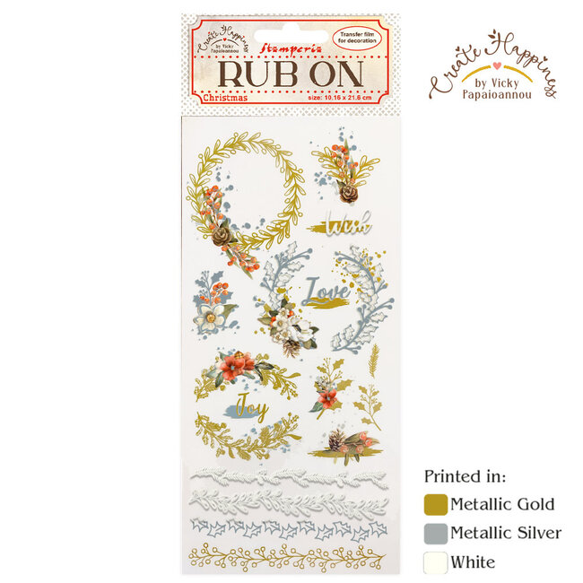 Stamperia  Rub-on cm 10,16x21,6 - Create Happiness Christmas garlands