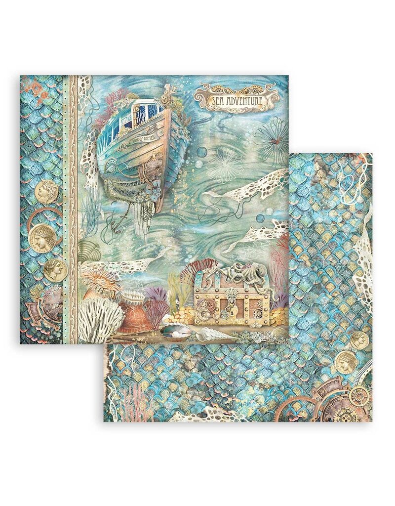 Stamperia Scrapbooking Small Pad 10 sheets cm 20,3X20,3 (8"X8") - Songs of the Sea