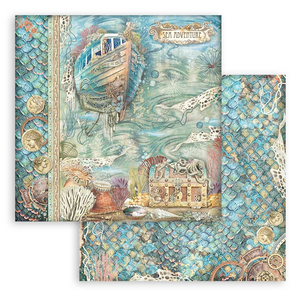 Stamperia Scrapbooking Small Pad 10 sheets cm 20,3X20,3 (8"X8") - Songs of the Sea
