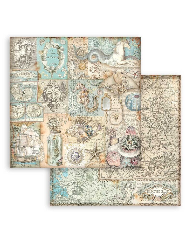 Stamperia Scrapbooking Small Pad 10 sheets cm 20,3X20,3 (8"X8") - Songs of the Sea