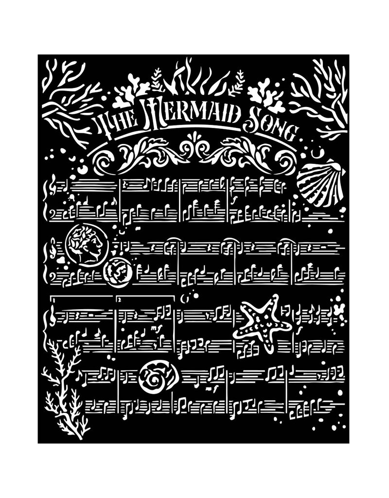Stamperia Thick stencil cm 20X25 - Songs of the Sea The Mermaid song