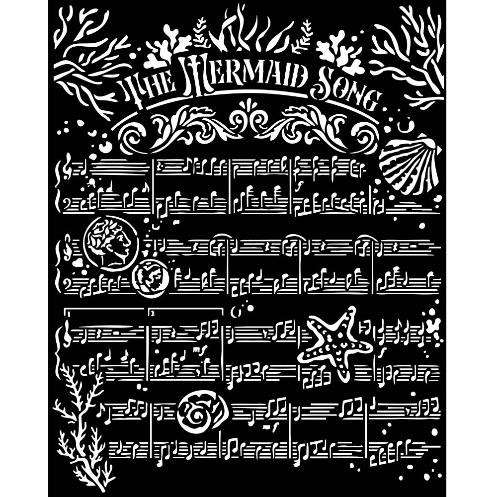 Stamperia Thick stencil cm 20X25 - Songs of the Sea The Mermaid song