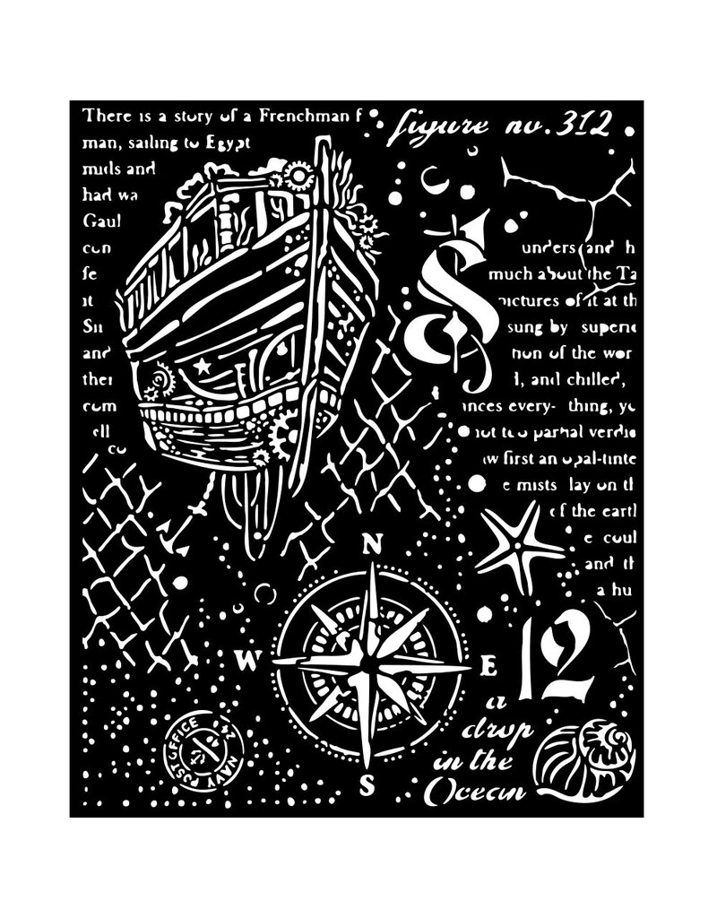Stamperia Thick stencil cm 20X25 - Songs of the Sea sailing ship