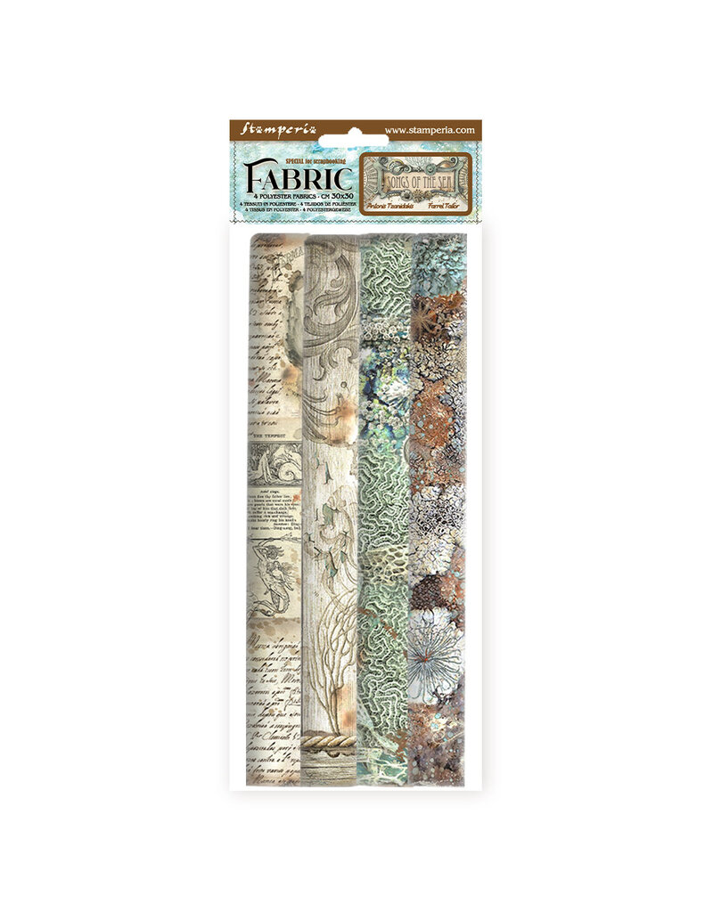 Stamperia Pack 4 sheets fabric cm 30x30 - Songs of the Sea