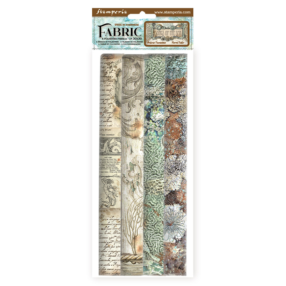 Stamperia Pack 4 sheets fabric cm 30x30 - Songs of the Sea