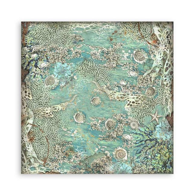 Stamperia Pack 4 sheets fabric cm 30x30 - Songs of the Sea