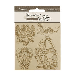 Stamperia Decorative chips cm 14x14 - Songs of the Sea sailing ship