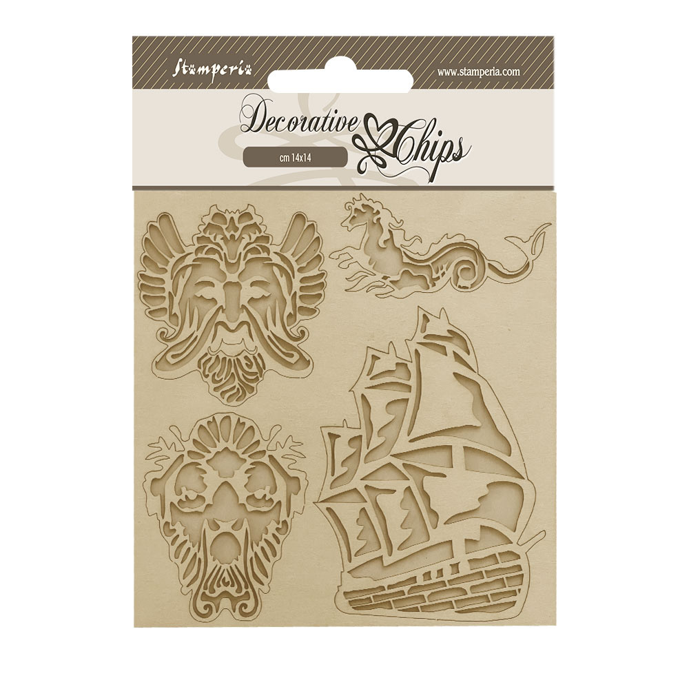 Stamperia Decorative chips cm 14x14 - Songs of the Sea sailing ship