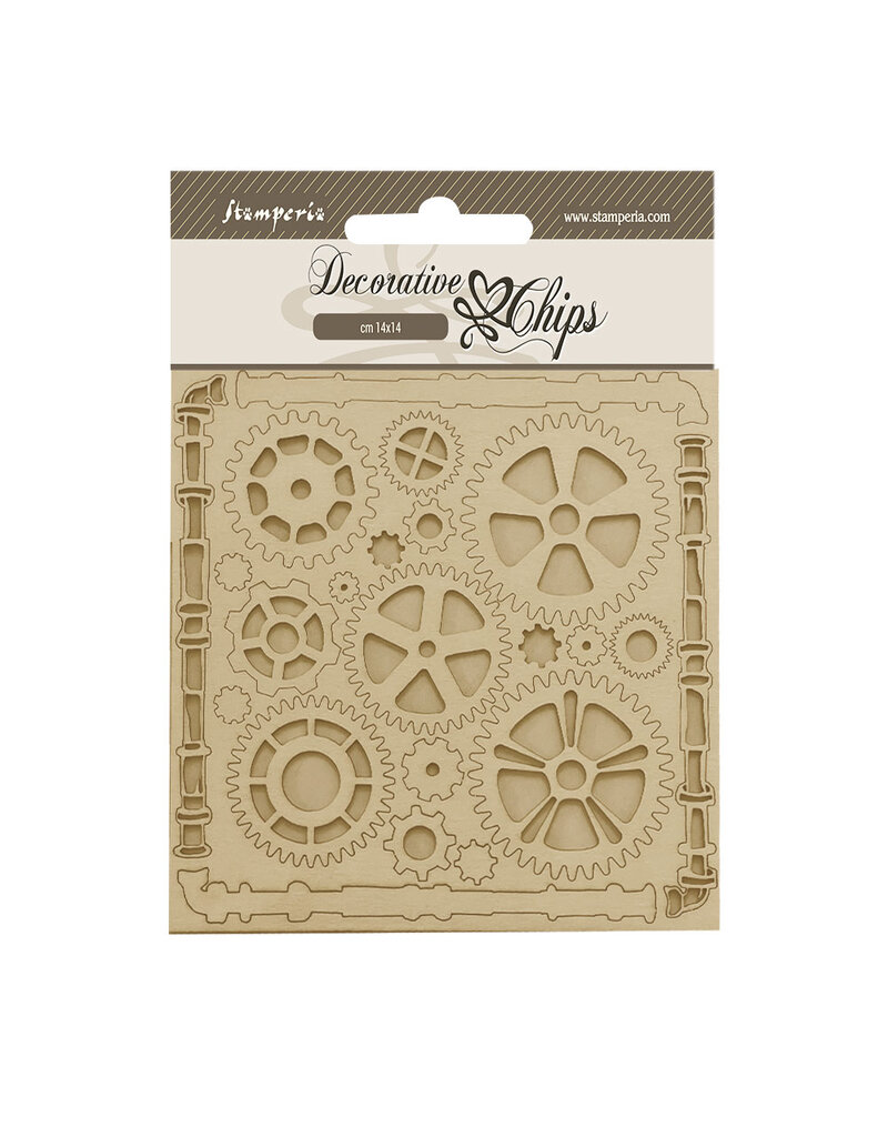 Stamperia Decorative chips cm 14x14 - Songs of the Sea pipes and mechanisms