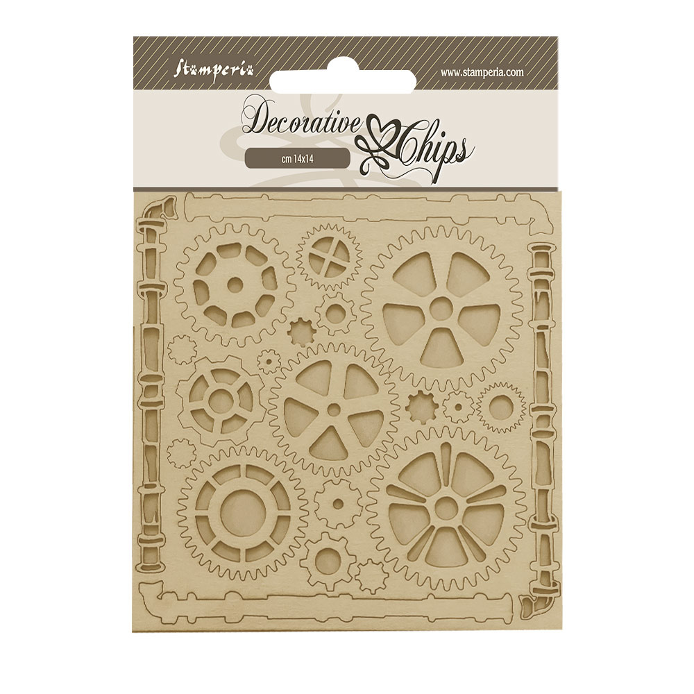 Stamperia Decorative chips cm 14x14 - Songs of the Sea pipes and mechanisms