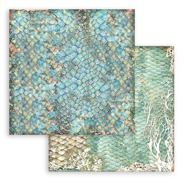 Stamperia Papierblok 30,5x30,5 cm - 10 vellen Maxi Background selection - Songs of the Sea