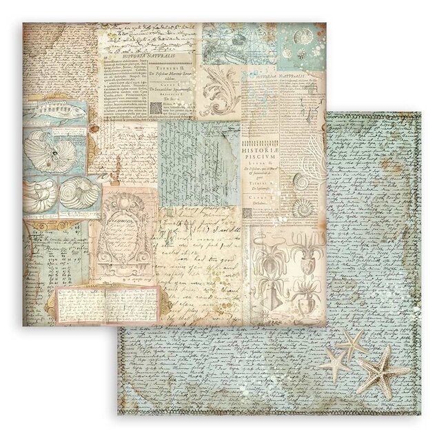 Stamperia Papierblok 20,3x20,3 cm - 10 vellen -  Backgrounds Selection - Songs of the Sea