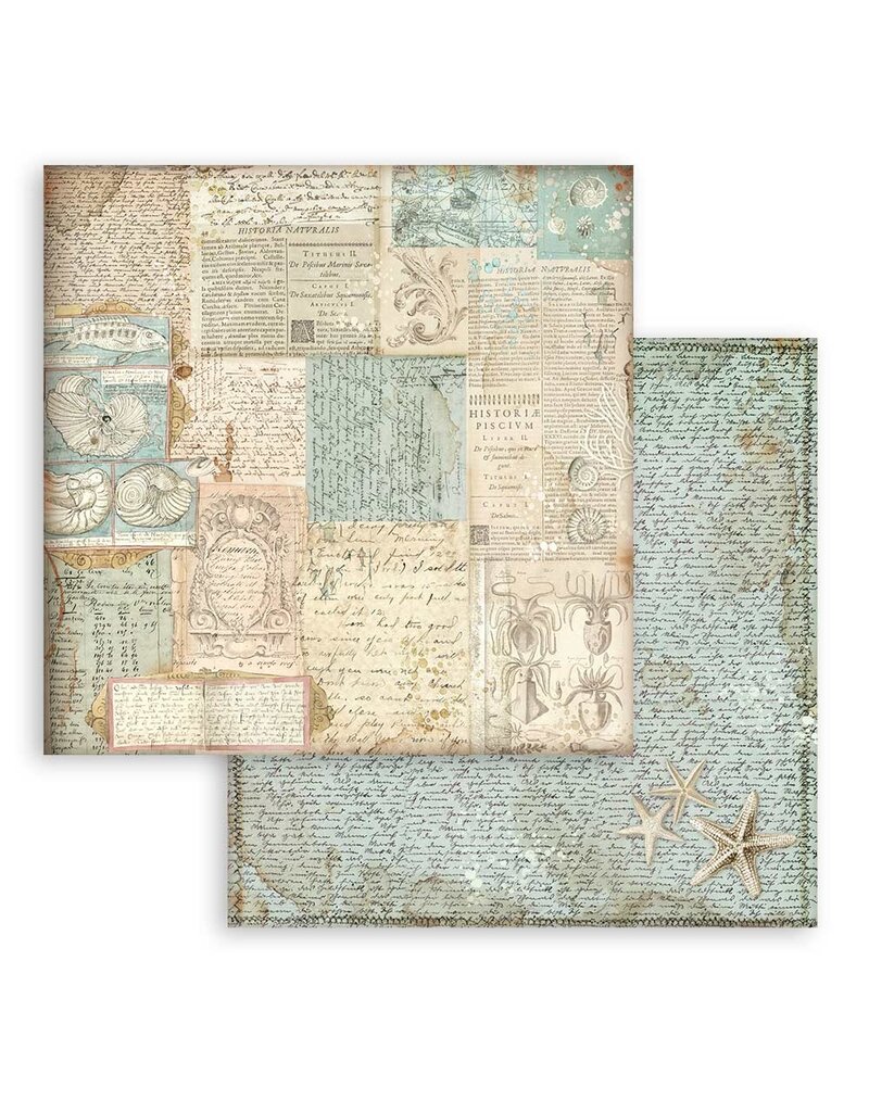 Stamperia Scrapbooking Small Pad 10 sheets cm 20,3X20,3 (8"X8") Backgrounds Selection - Songs of the Sea