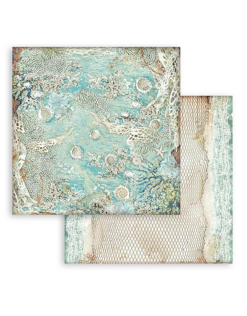 Stamperia Scrapbooking Small Pad 10 sheets cm 20,3X20,3 (8"X8") Backgrounds Selection - Songs of the Sea