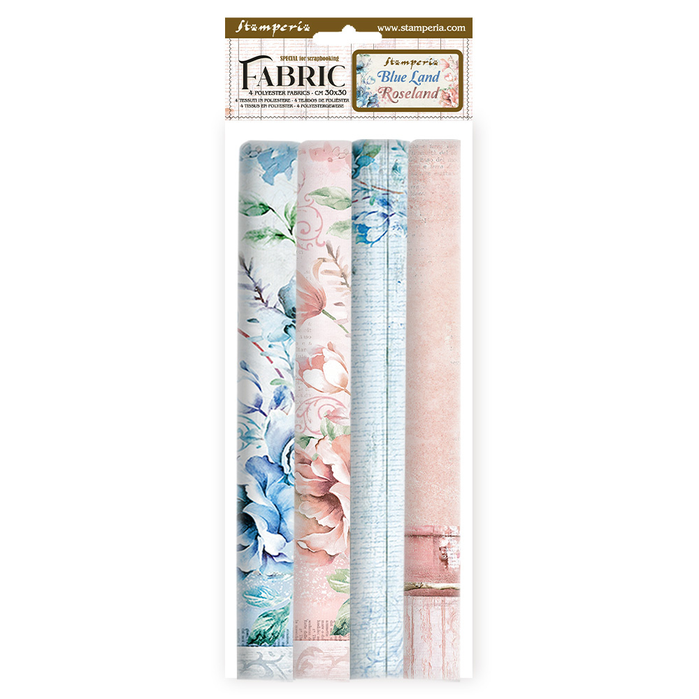 Stamperia Pack 4 sheets fabric cm 30x30 - Blue and Roseland