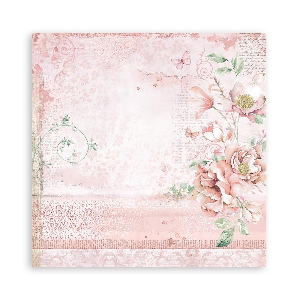 Stamperia Pack 4 sheets fabric cm 30x30 - Blue and Roseland