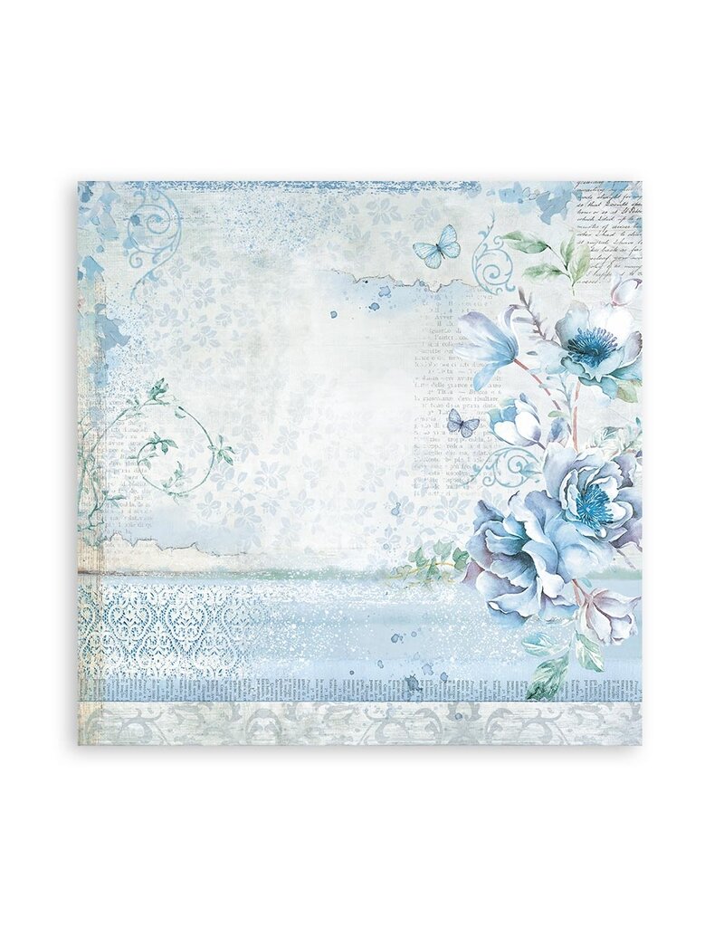Stamperia Pack 4 sheets fabric cm 30x30 - Blue and Roseland