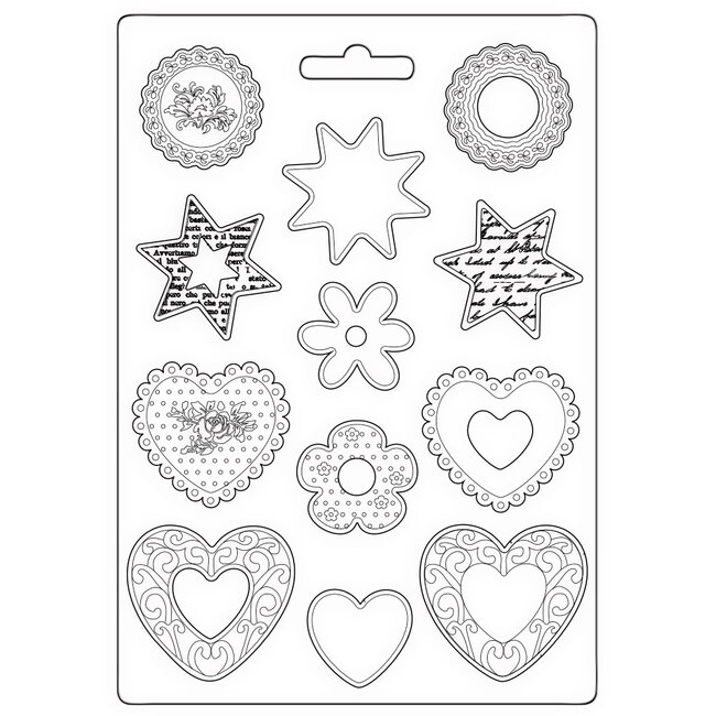 Stamperia Soft Mould A4 - Blue Land starts and hearts