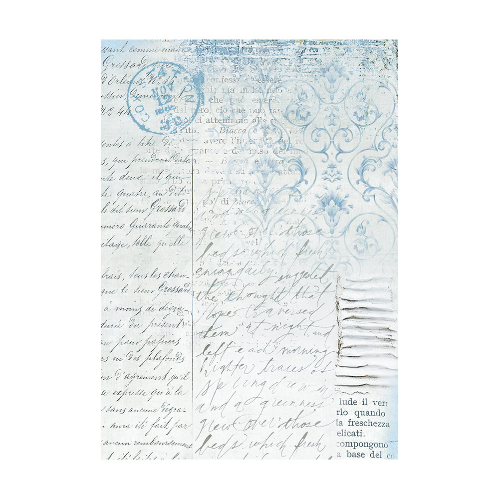 Stamperia Selection 8 Rice paper A6 backgrounds - Blue Land