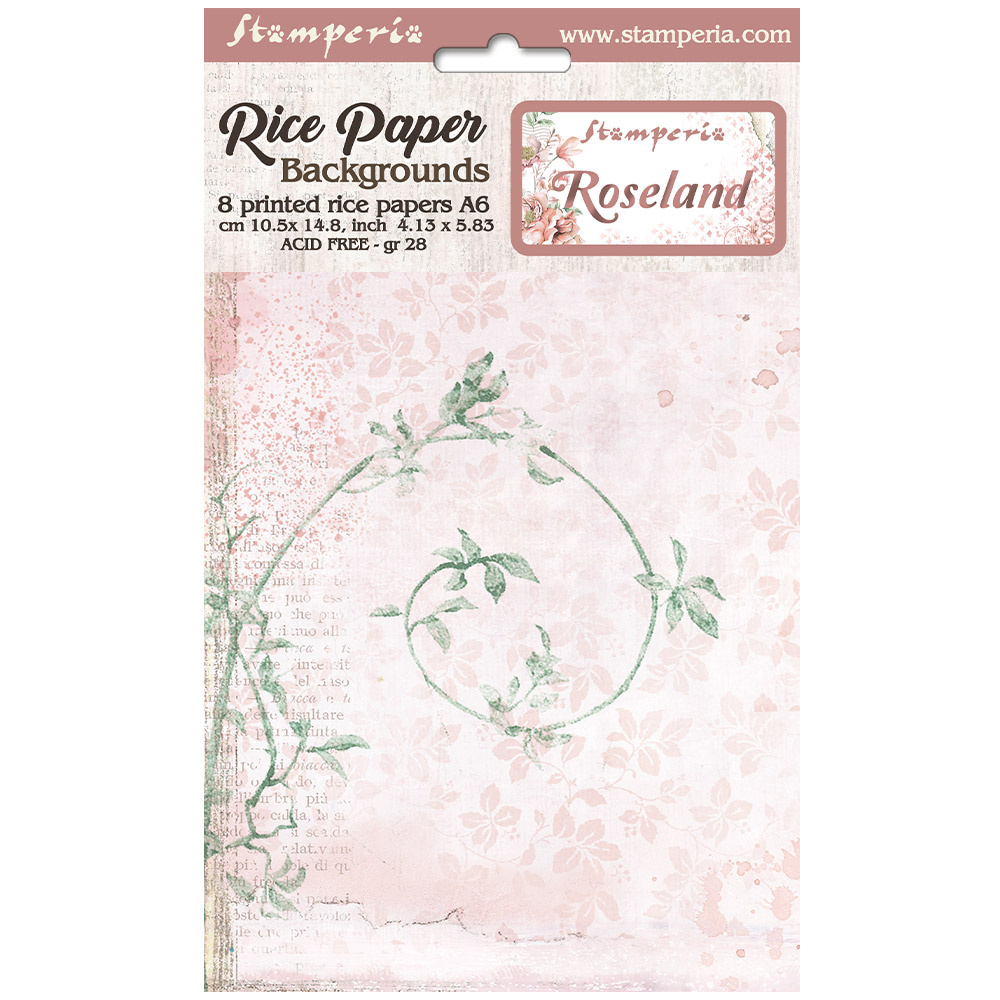 Stamperia Selection 8 Rice paper A6 backgrounds - Roseland