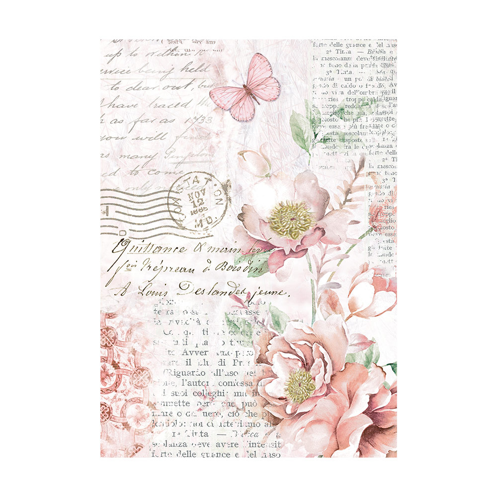 Stamperia Selection 8 Rice paper A6 backgrounds - Roseland