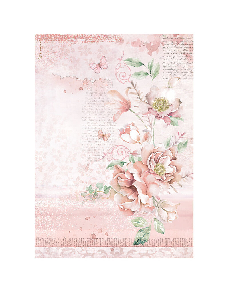 Stamperia A4 Rice paper packed - Roseland flowers