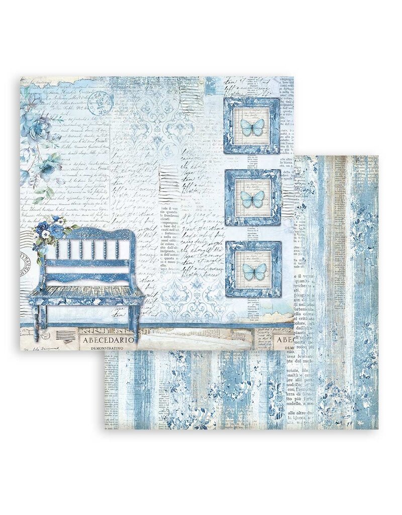 Stamperia Scrapbooking Double face sheet - Blue Land bench