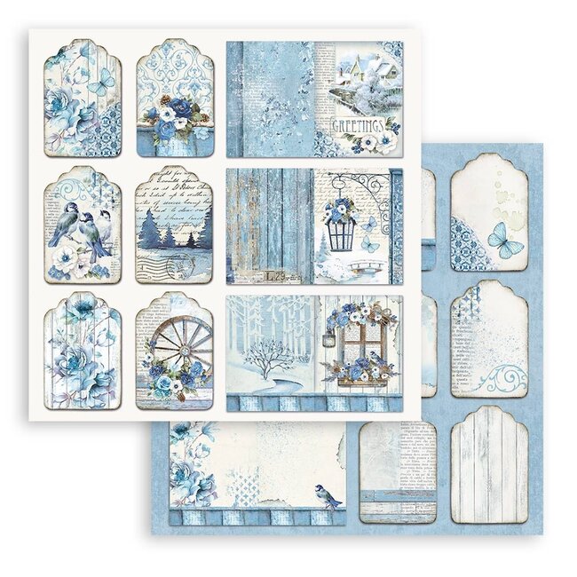 Stamperia Scrapbooking Small Pad 10 sheets cm 20,3X20,3 (8"X8") - Blue Land