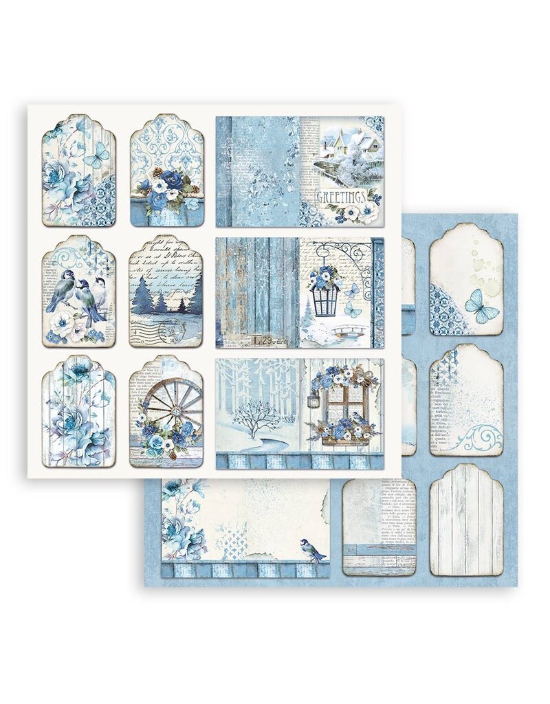 Stamperia Scrapbooking Small Pad 10 sheets cm 20,3X20,3 (8"X8") - Blue Land