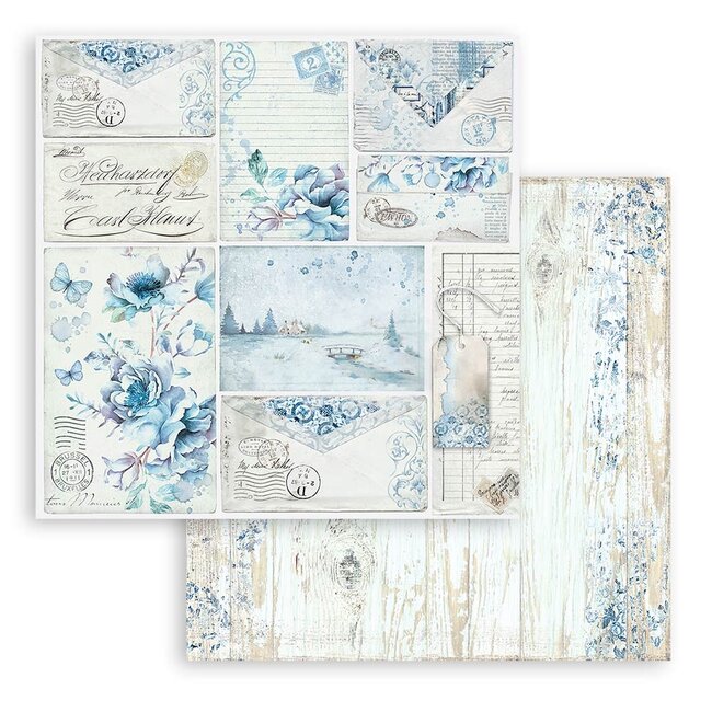 Stamperia Scrapbooking Small Pad 10 sheets cm 20,3X20,3 (8"X8") - Blue Land