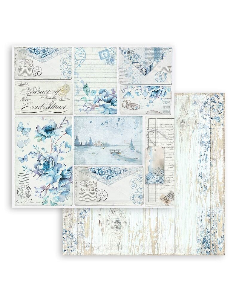 Stamperia Scrapbooking Small Pad 10 sheets cm 20,3X20,3 (8"X8") - Blue Land