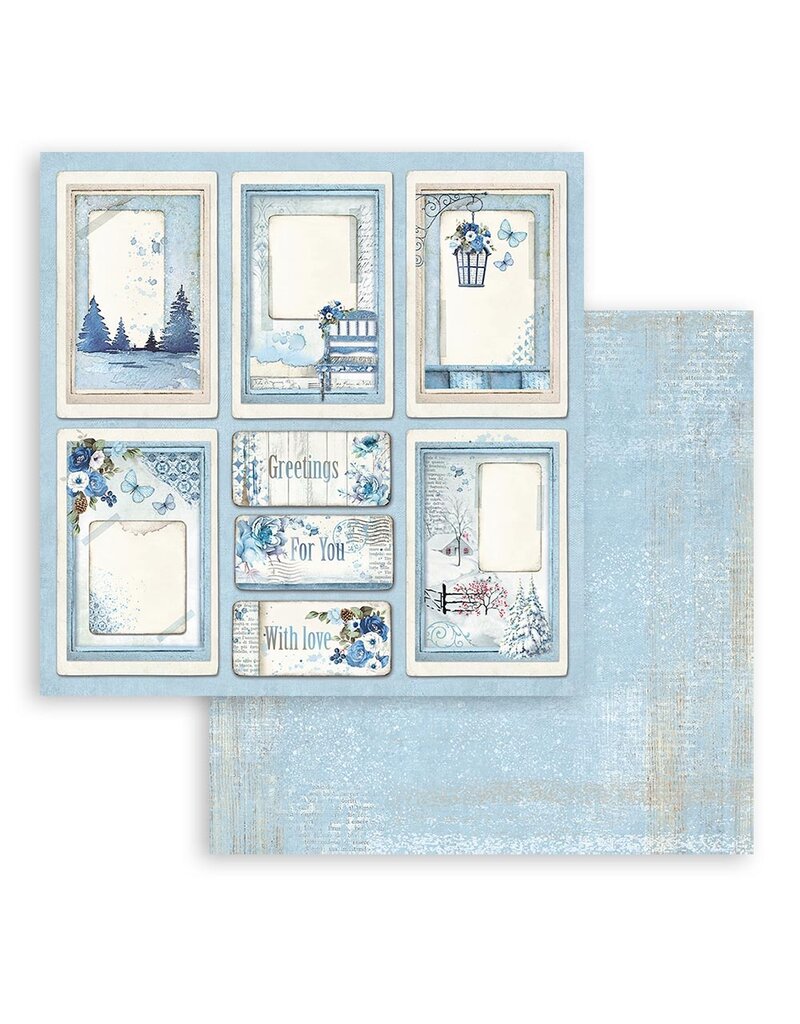 Stamperia Scrapbooking Small Pad 10 sheets cm 20,3X20,3 (8"X8") - Blue Land