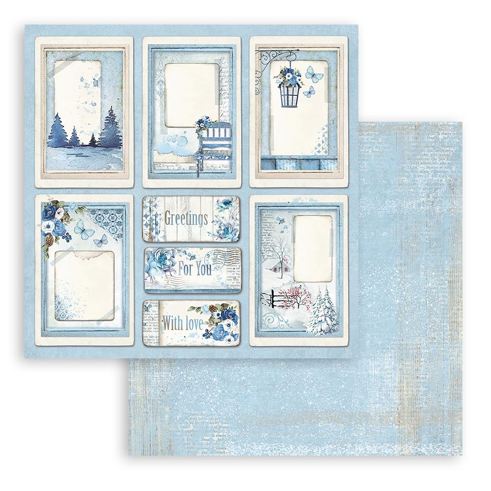 Stamperia Scrapbooking Small Pad 10 sheets cm 20,3X20,3 (8"X8") - Blue Land