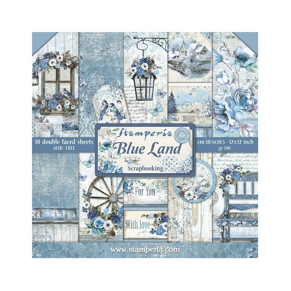 Stamperia Scrapbooking Pad 10 sheets cm 30,5x30,5 (12"x12") - Blue Land