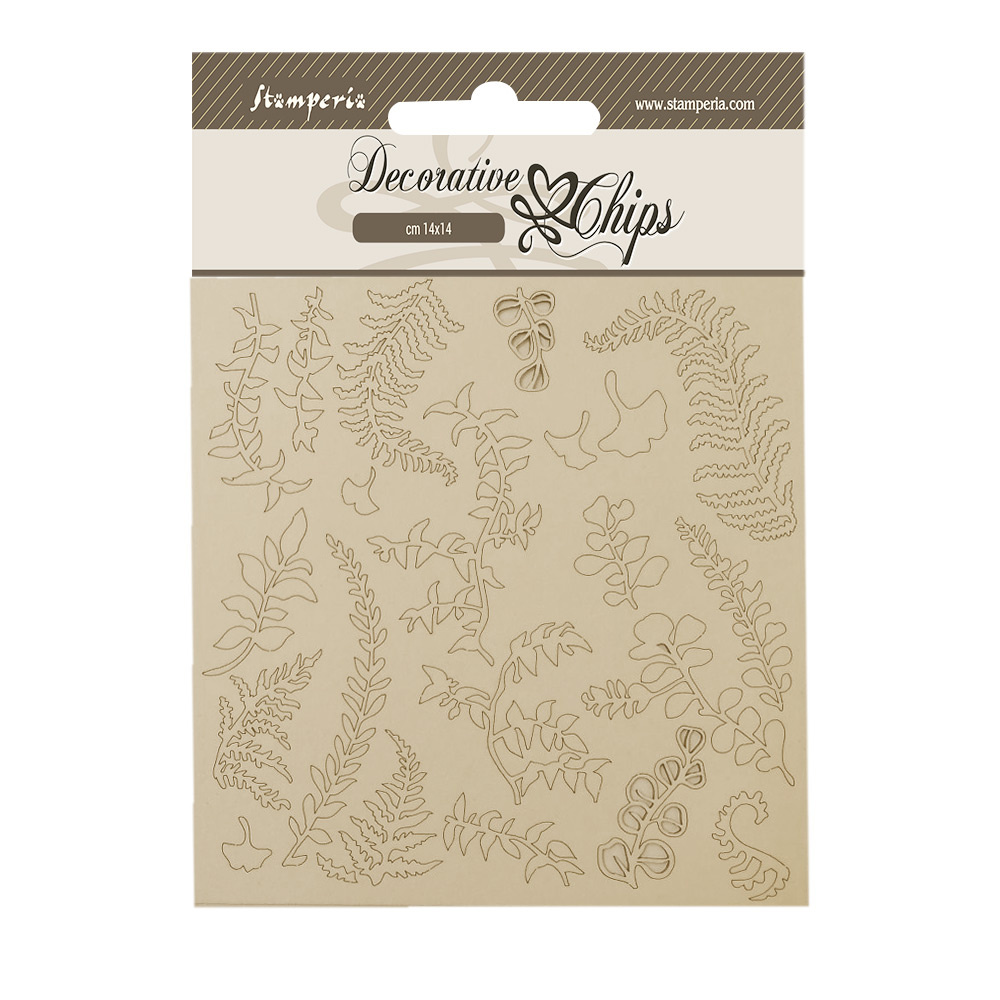 Stamperia Decorative chips cm 14x14 - Woodland branches with leaves