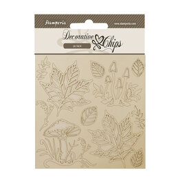 Stamperia Decorative chips cm 14x14 - Woodland mushrooms and leaves