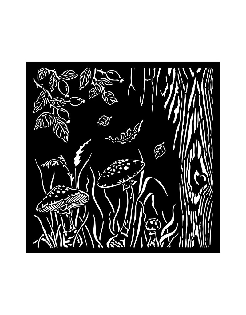 Stamperia Thick stencil cm 18x18 - Woodland mushrooms