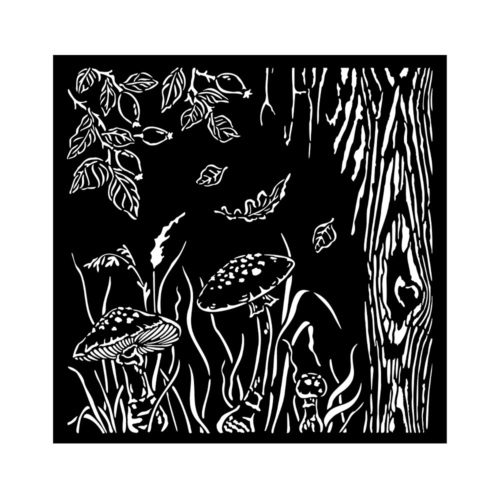 Stamperia Thick stencil cm 18x18 - Woodland mushrooms