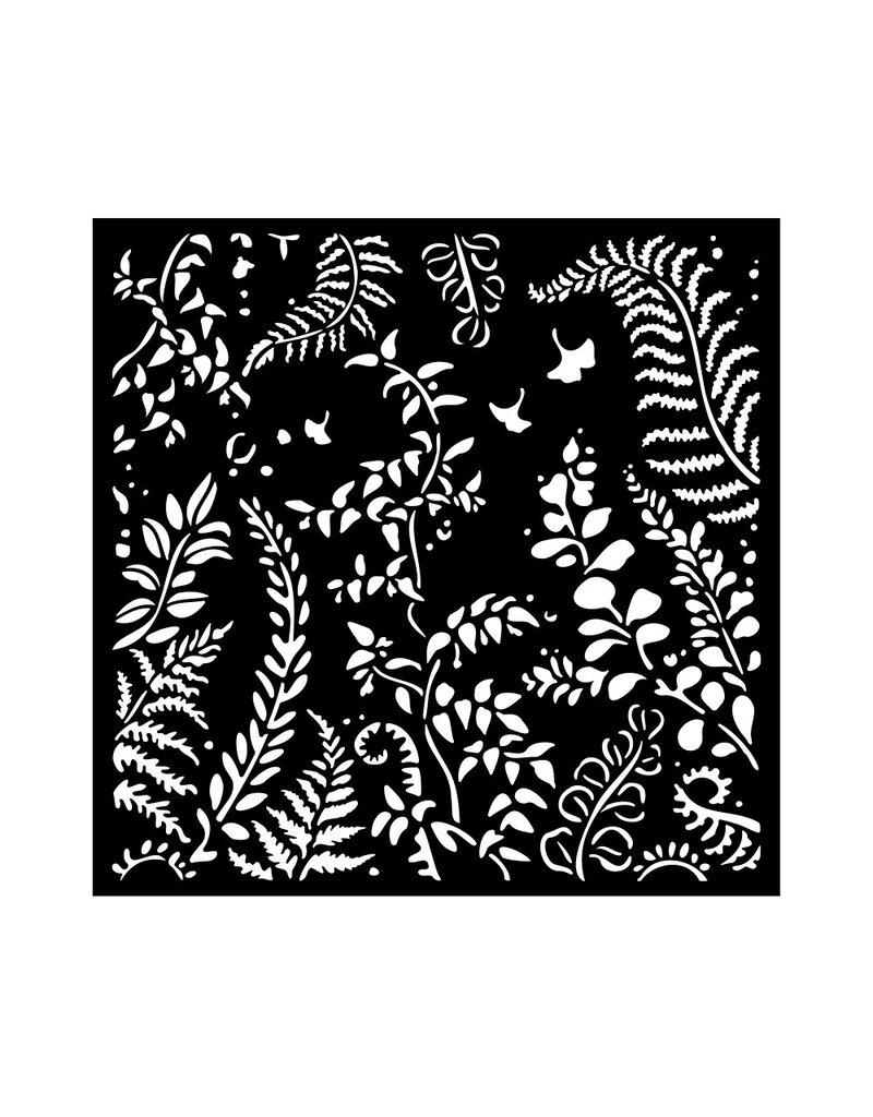 Stamperia Thick stencil cm 18x18 - Woodland leaves ramage