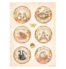 Stamperia A4 Rice paper packed - Woodland rounds