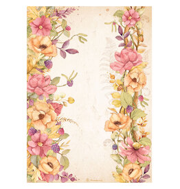 Stamperia A4 Rice paper packed - Woodland floral borders
