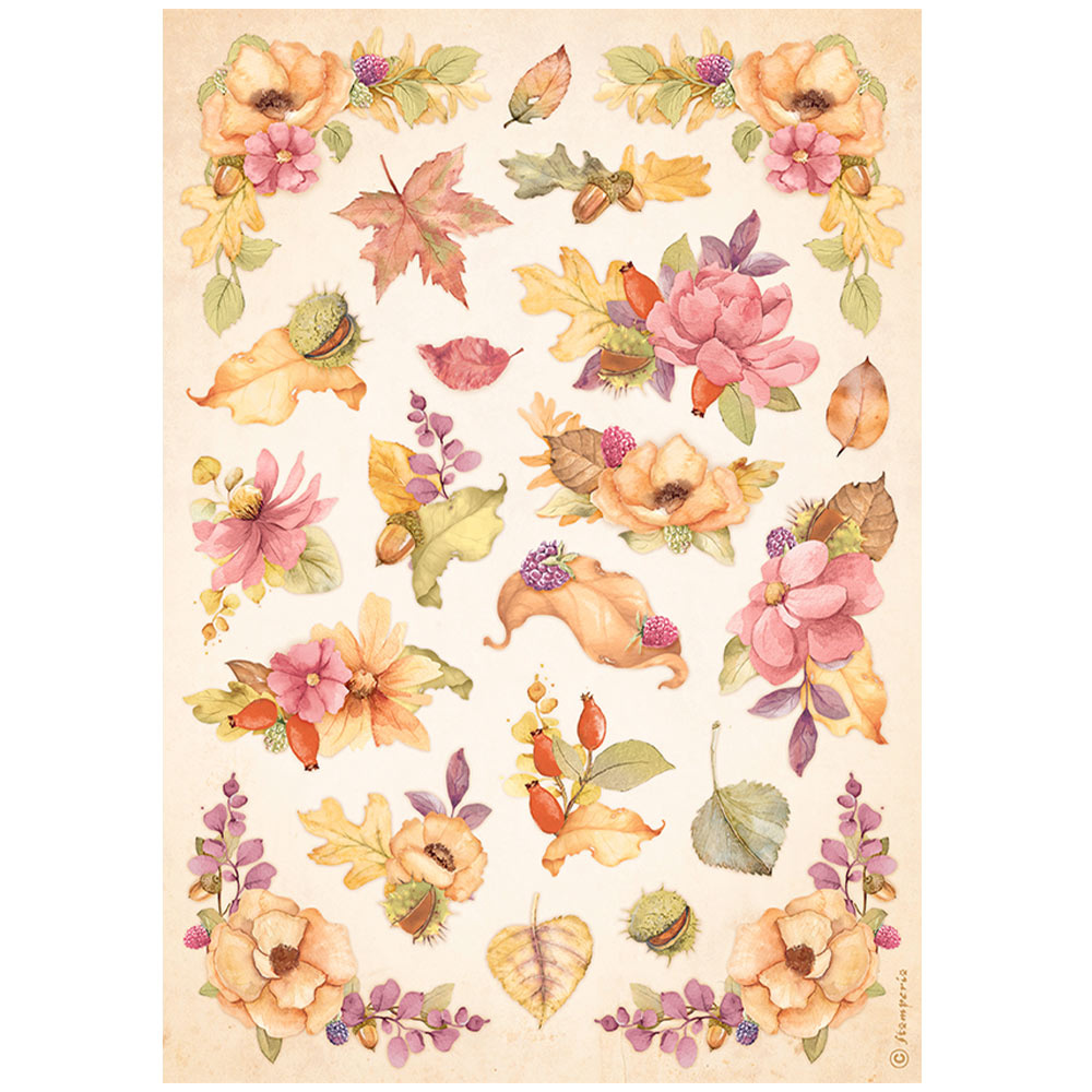 Stamperia A4 Rice paper packed - Woodland flowers