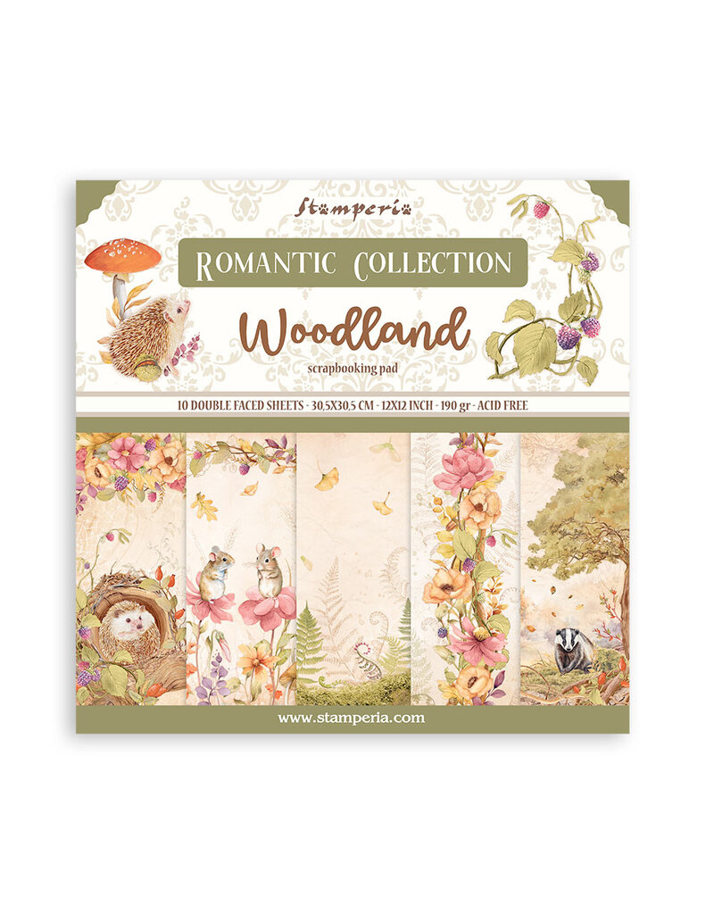 Stamperia Scrapbooking Pad 10 sheets cm 30,5x30,5 (12"x12") - Woodland