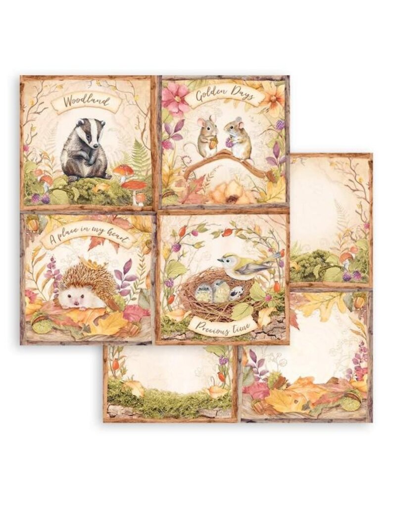 Stamperia Scrapbooking Double face sheet - Woodland 4 cards