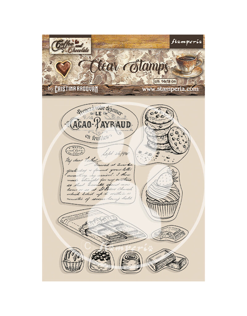 Stamperia Acrylic stamp cm 14x18 - Coffee and Chocolate chocolate elements