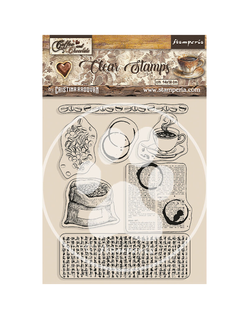 Stamperia Acrylic stamp cm 14x18 - Coffee and Chocolate coffee elements