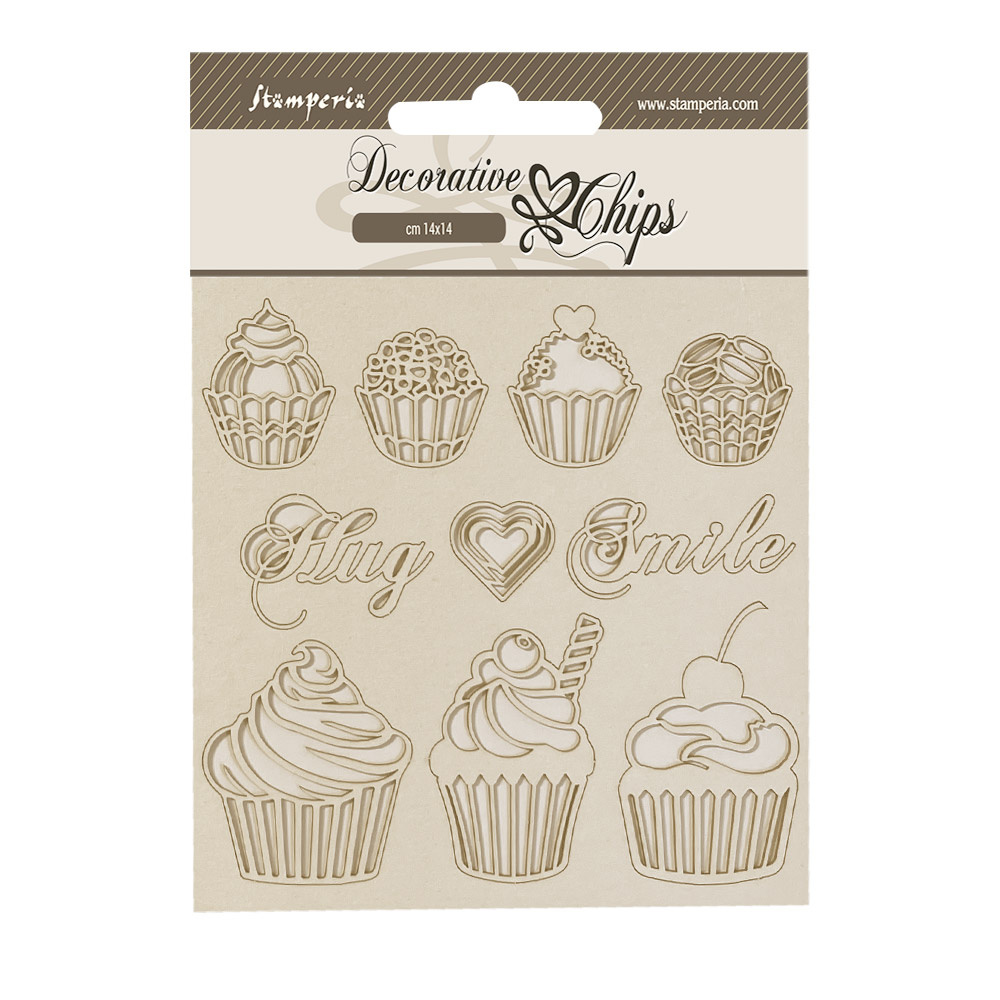 Stamperia Decorative chips cm 14x14 - Coffee and Chocolate sweety