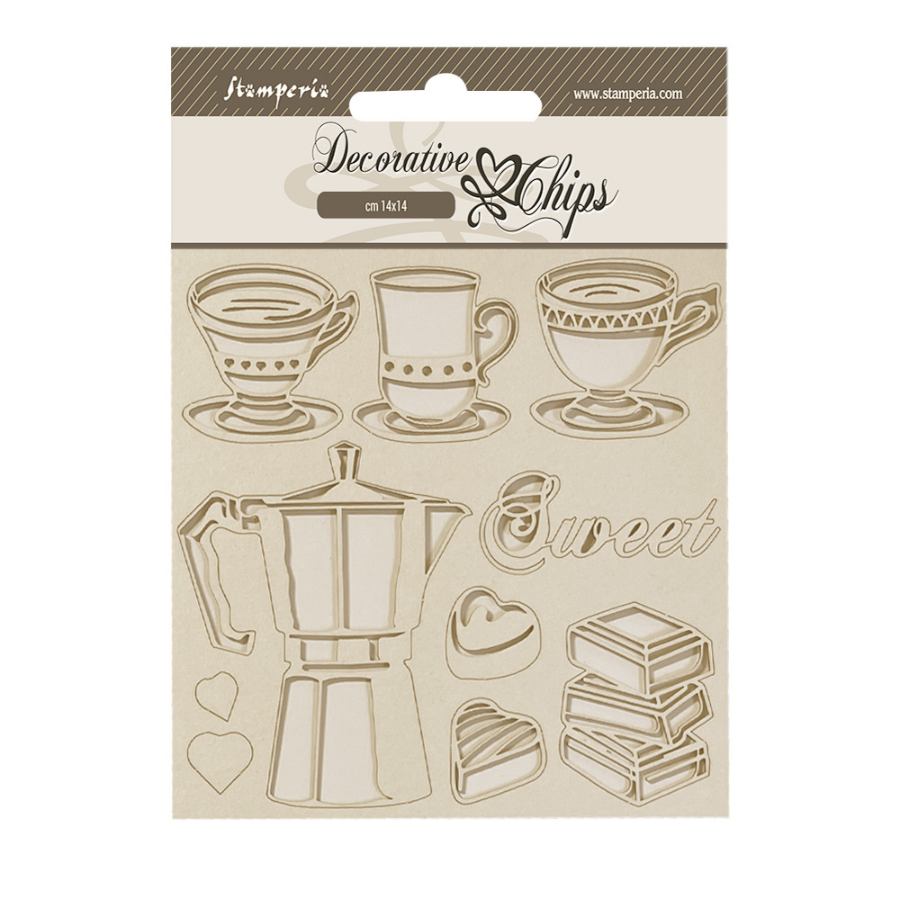 Stamperia Decorative chips cm 14x14 - Coffee and Chocolate moka