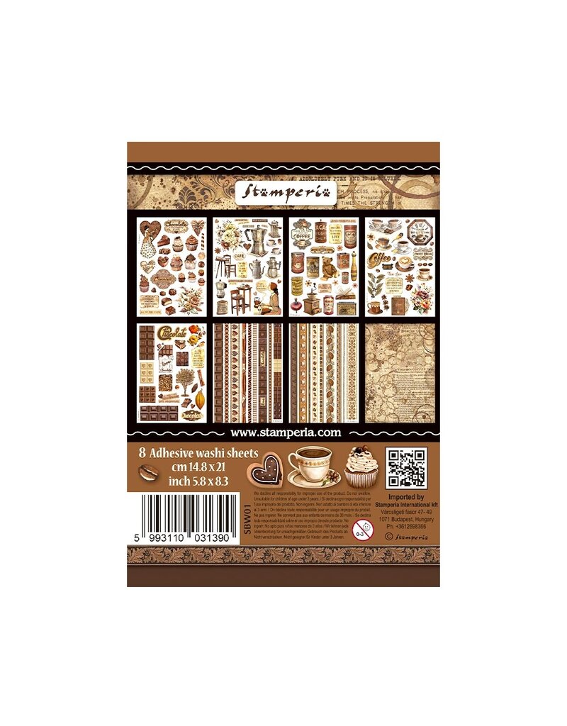 Stamperia Washi pad 8 sheets A5 - Coffee and Chocolate